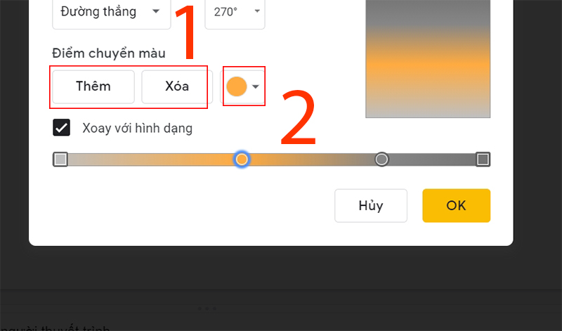 Th&ecirc;m hoặc x&oacute;a điểm chuyển đổi v&agrave; th&ecirc;m m&agrave;u chuyển đổi